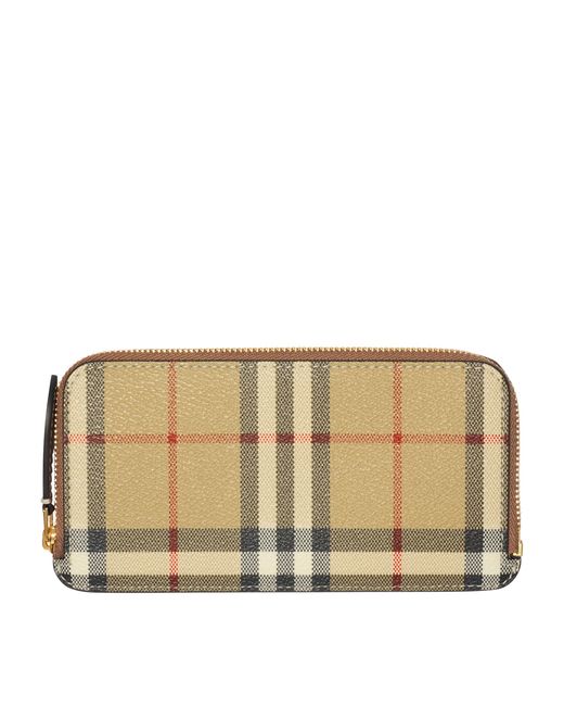 Burberry Natural Large Check Zip Card Holder