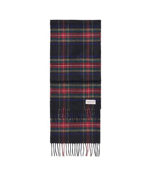 Johnstons Blue Cashmere Tartan Scarf for men