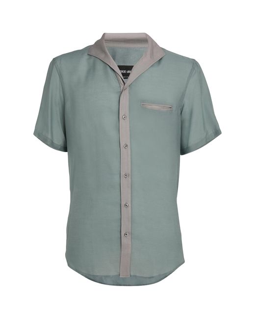 Giorgio Armani Gray Silk Blend Short-sleeve Shirt for men