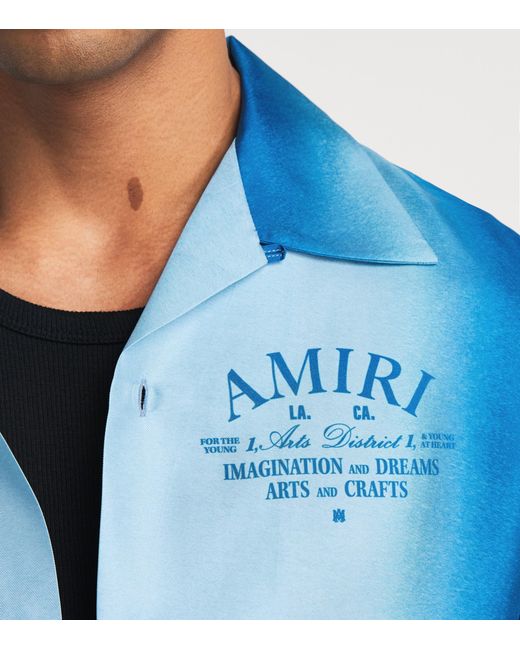 Amiri Blue Silk Arts District Short-Sleeve Shirt for men