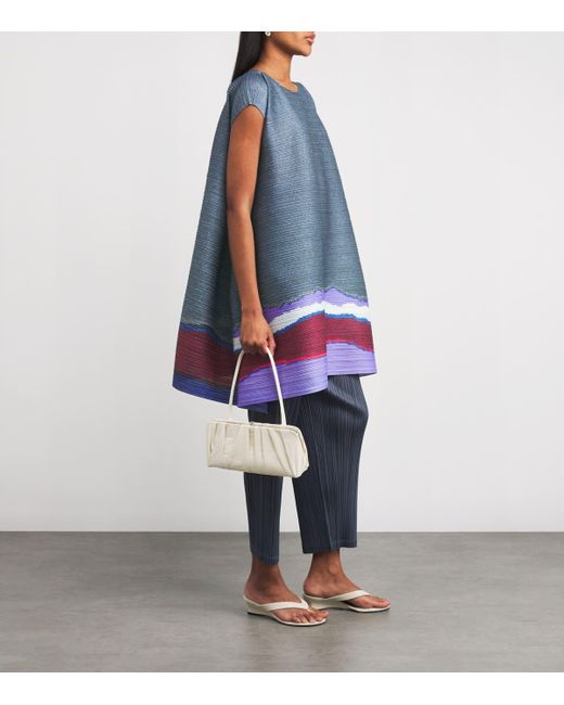 Pleats Please Issey Miyake Blue Grainy Colors Top