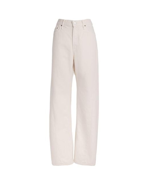 Mother White The Lemon Twist Sneak Wide-Leg Jeans