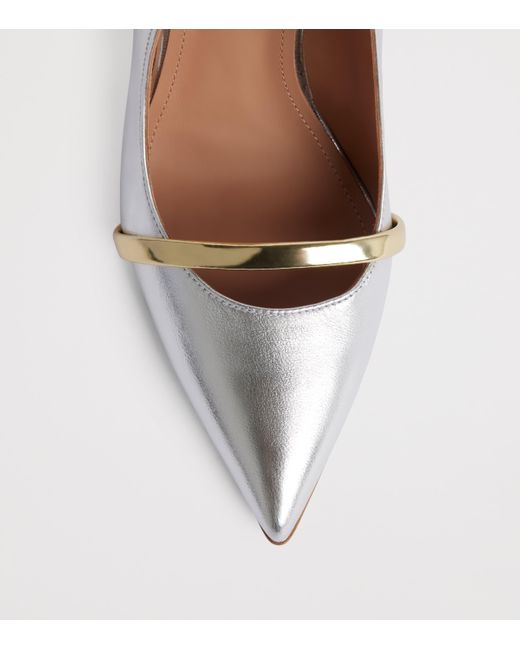 Malone Souliers White Metallic Leather Maureen Mules 100