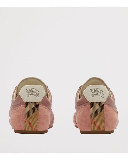 Burberry Pink Leather Knight Runner Sneakers
