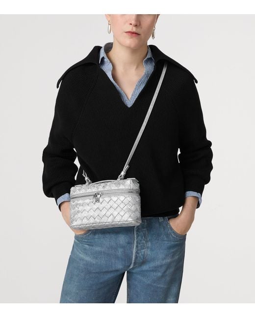 Bottega Veneta Gray Leather Bang Bang Vanity Case Bag