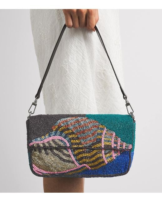 Staud Gray Beaded Timmy Shoulder Bag
