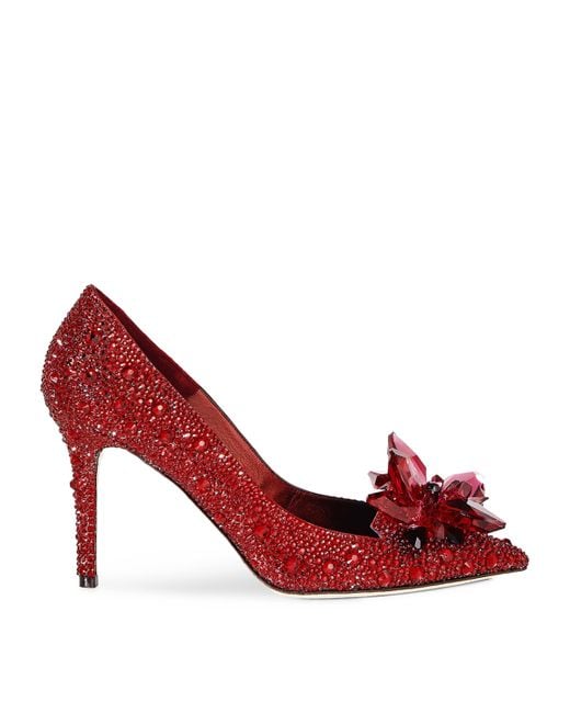 Jimmy Choo Red Alia 85 Crystal Pumps