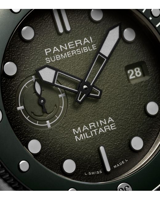 Panerai Gray Stainless Steel Submersible Marina Militare Watch for men