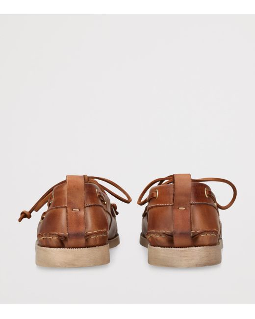 Golden Goose Deluxe Brand Brown Leather Boat Shoes for men