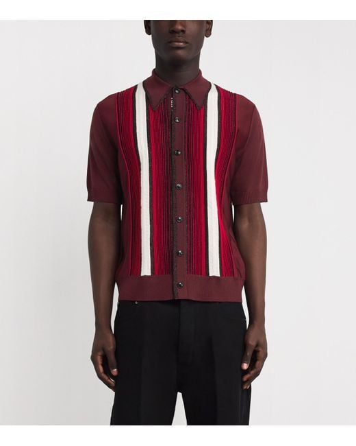 Amiri Red Wool-Blend Embellished Stripe Shirt for men