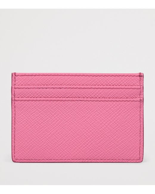 Smythson Pink Leather Panama Card Holder
