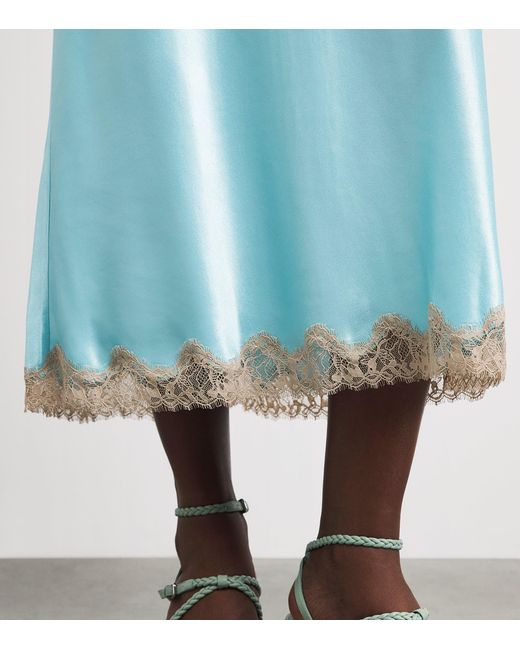 Rixo Blue Lace-Trim Vivienne Midi Dress