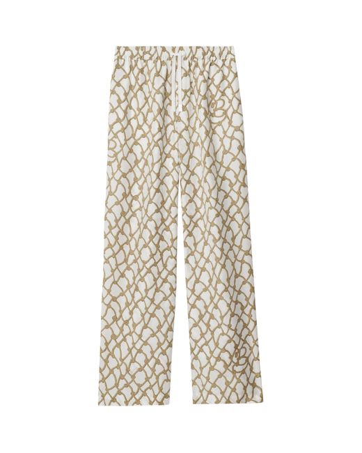 Burberry Natural Silk Knot Print Trousers