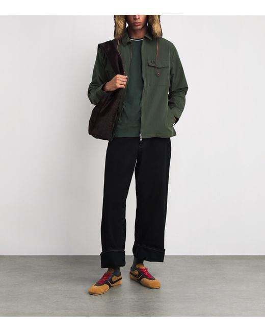 Fred Perry Green Twin-Pocket Logo Overshirt for men