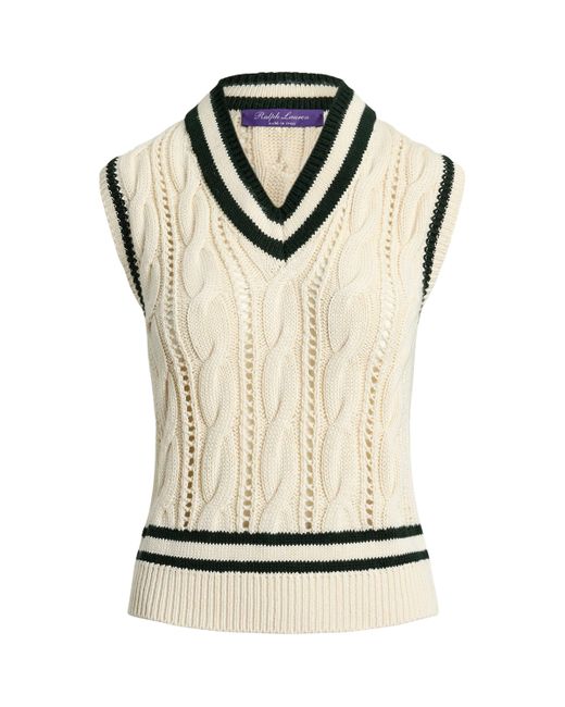 Ralph Lauren Natural Mulberry Silk Cable-Knit Sleeveless Sweater