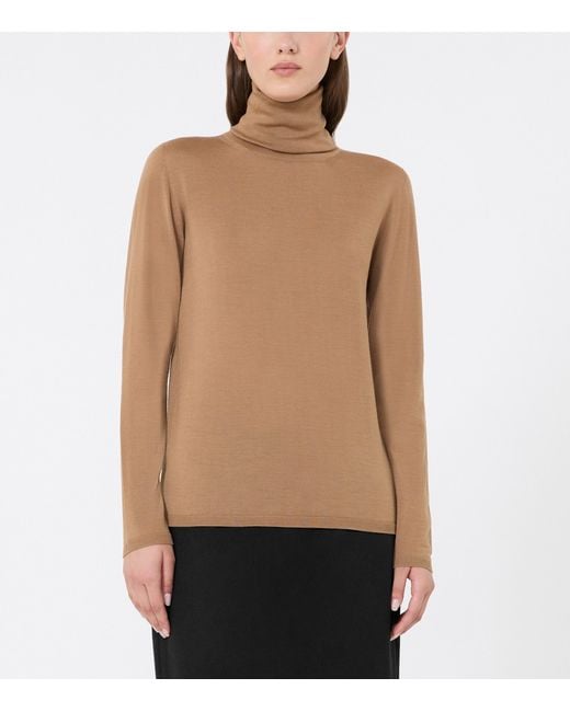 Max Mara Brown Virgin Wool Rollneck Sweater
