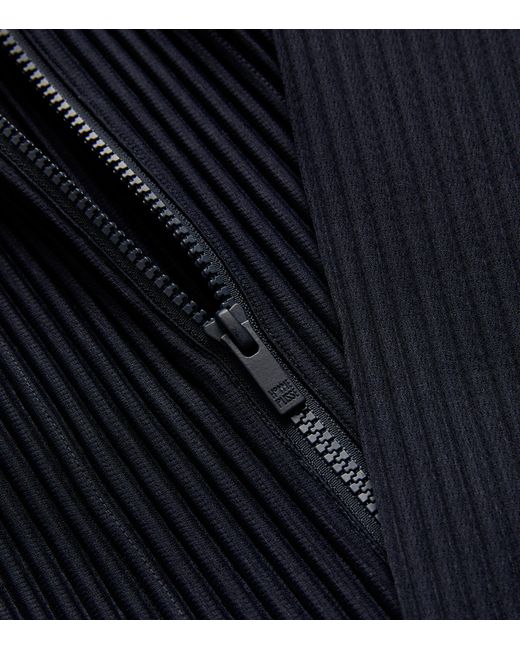 Homme Plissé Issey Miyake Blue Pleated Zip-Up Cardigan for men