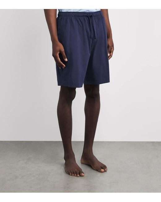 Harrods Blue Cotton Pyjama Shorts for men