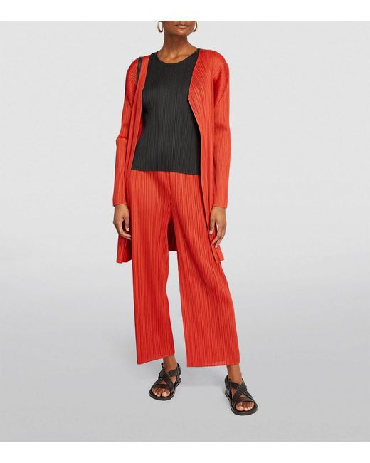 Pleats Please Issey Miyake Red Monthly Colors April Wide-leg Trousers