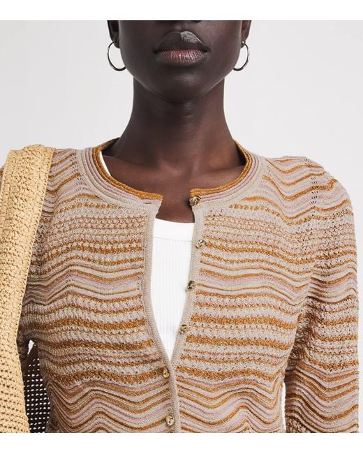 Sandro Brown Knitted Stripe Cardigan