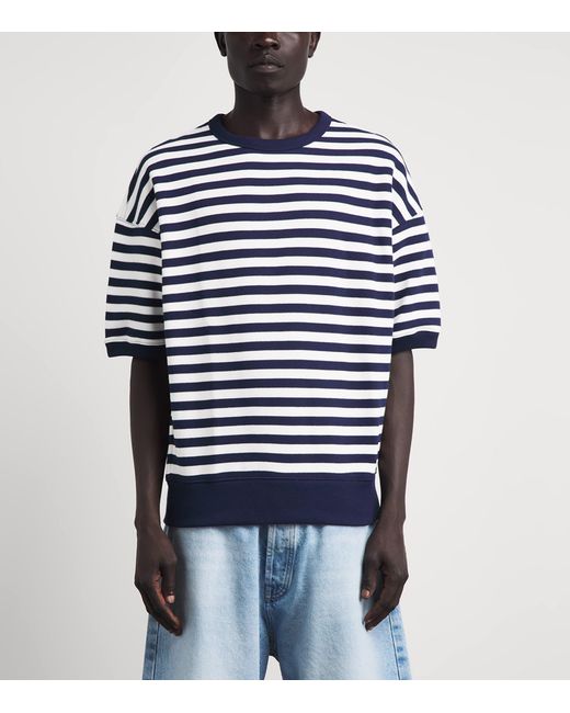 Polo Ralph Lauren Blue Fleece Stripe Short-Sleeve Sweater for men