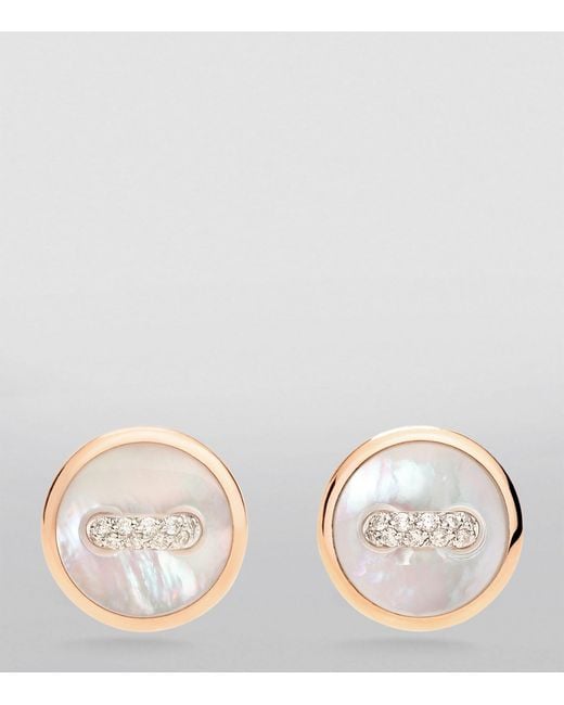 Pomellato Natural Rose Gold, Diamond And Mother-of-pearl Pom Pom Dot Stud Earrings