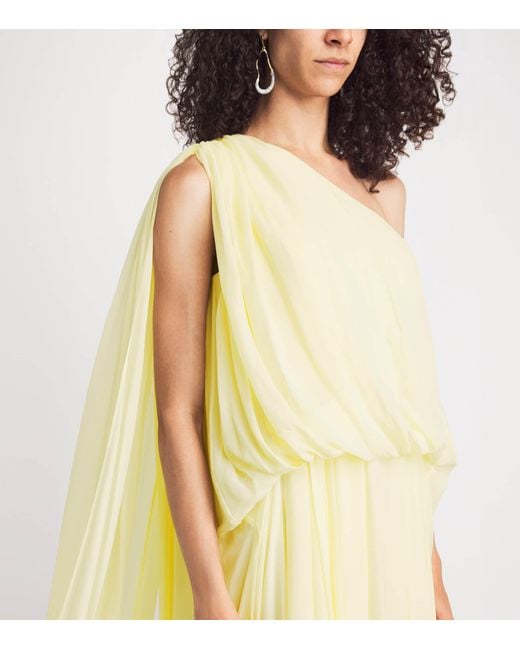Rachel Gilbert Yellow Silk Isla Midi Dress