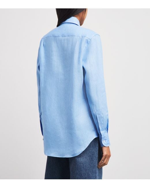 With Nothing Underneath Blue Linen The Boyfriend Shirt