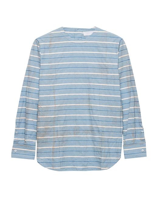 Prada Blue Cotton Stripe Shirt for men
