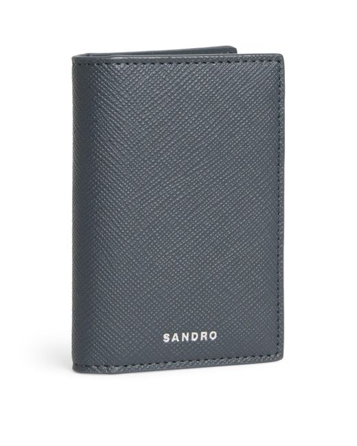 Sandro Gray Faux Leather Bifold Card Holder for men