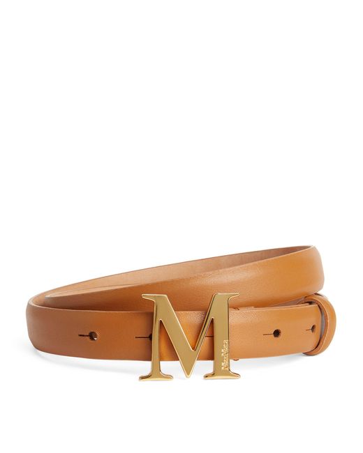 Max Mara Brown Leather Monogram Belt