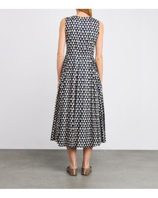 Max Mara White Cotton Voile Printed Midi Dress