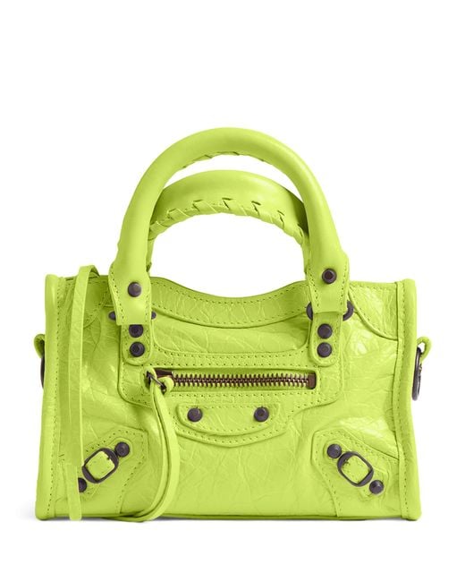 Balenciaga Yellow Nano Leather Le City Top-Handle Bag