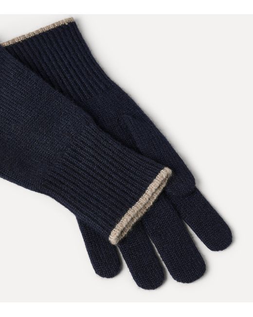 Brunello Cucinelli Blue Cashmere Gloves for men