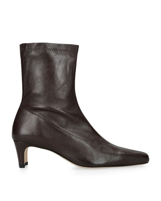 Staud Brown Leather Wally Sock Ankle Boots 55