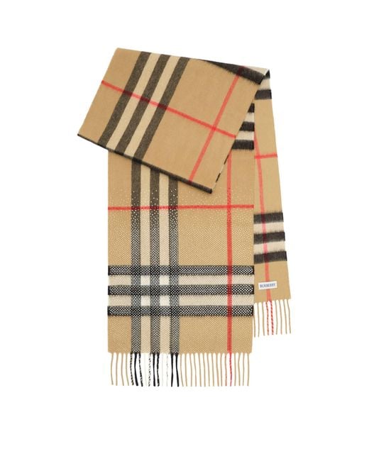 Burberry Natural Cashmere Embellished Check Scarf
