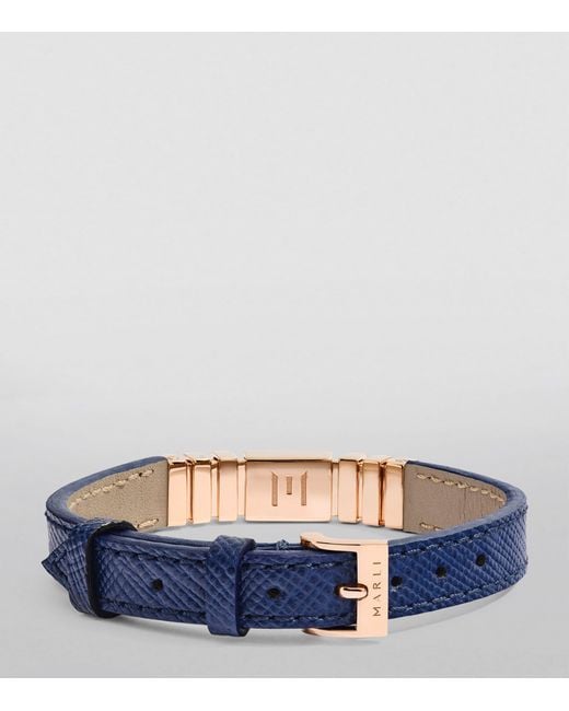 Marli New York Blue And Saffiano Leather Unii Bracelet