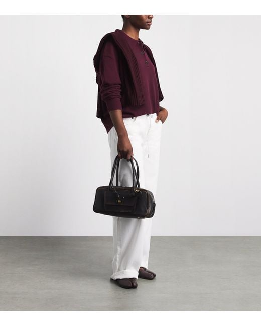 Anine Bing Purple Cashmere Lee Polo Sweater