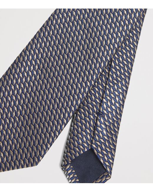 Giorgio Armani White Silk Diamond Jacquard Tie for men
