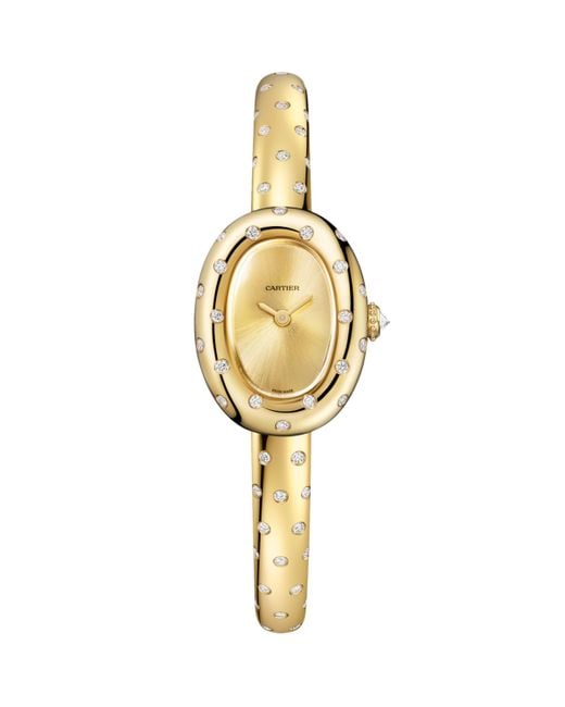 Cartier Metallic And Diamond Baignoire Watch