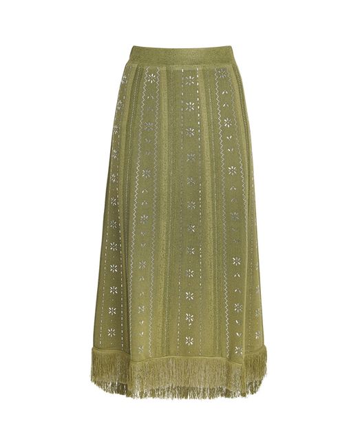 Maje Green Embellished Midi Skirt