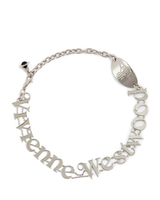 Vivienne Westwood Metallic Silver-tone Logo Raimunda Choker for men