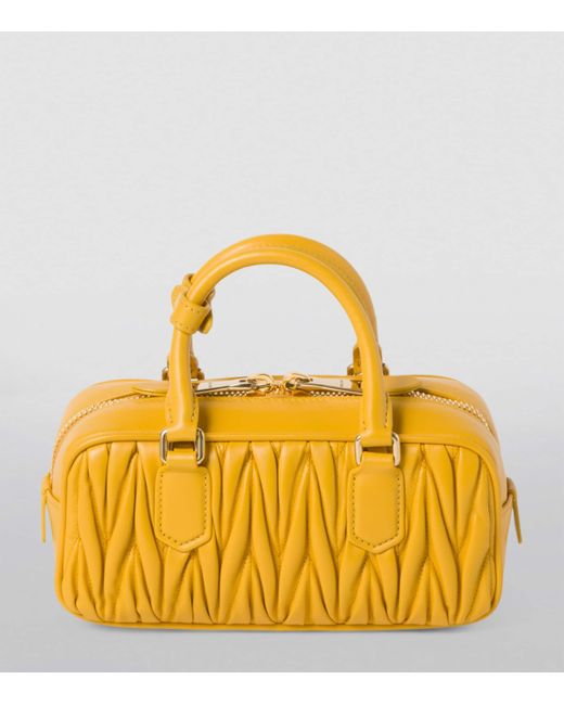 Miu Miu Yellow Leather Arcadie Matelassé Bag