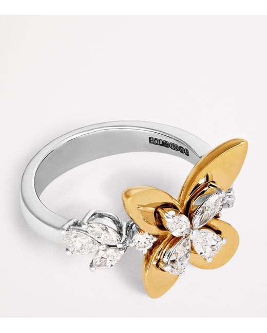 YEPREM Metallic And Diamond Butterfly Ring