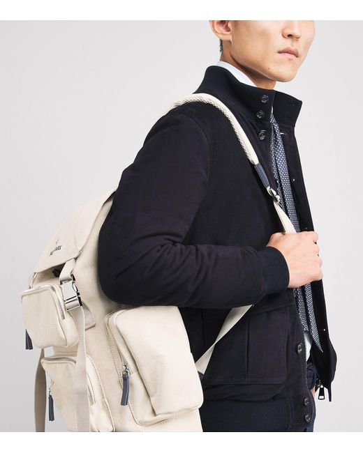 Paul & Shark White Cotton-Blend Canvas Backpack for men