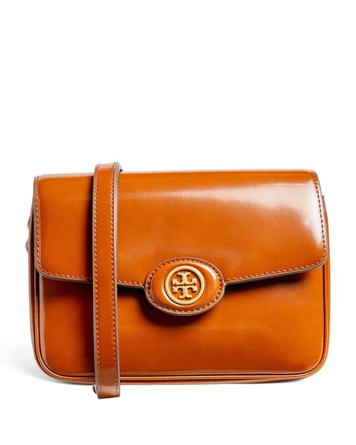 Tory Burch Orange Leather Robinson Spazzolato Shoulder Bag