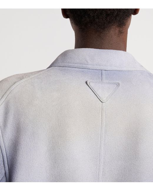 Prada Blue Suede Single-Breasted Jacket