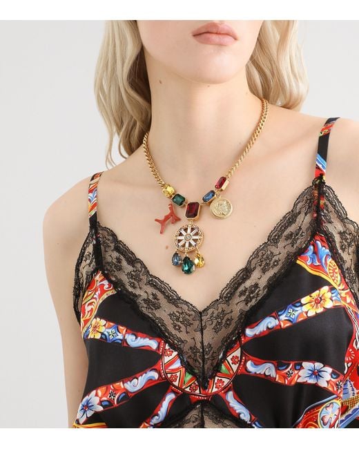 Dolce & Gabbana Metallic Carretto Wheel Necklace