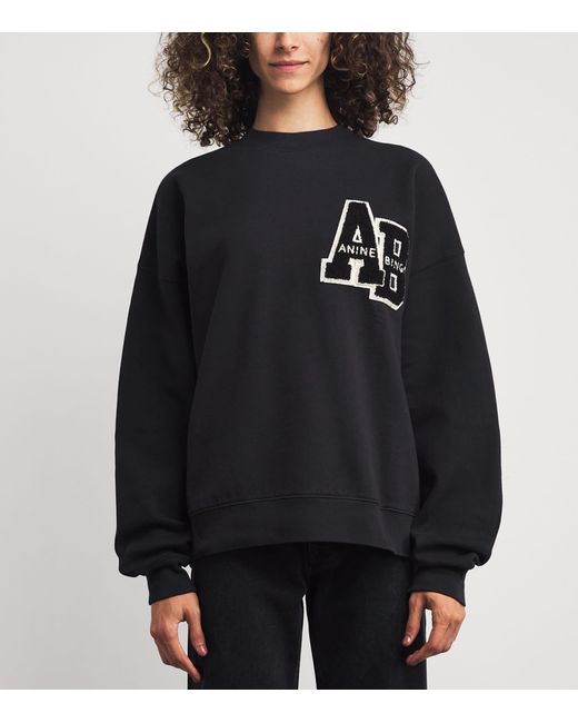 Anine Bing Black Oversized Miles Letterman Sweatshirt