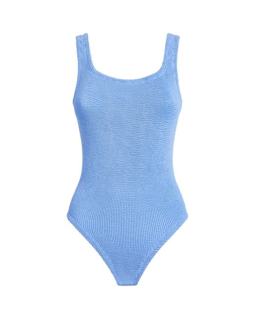 Hunza G Blue Coverage Square-Neck Swimsuit